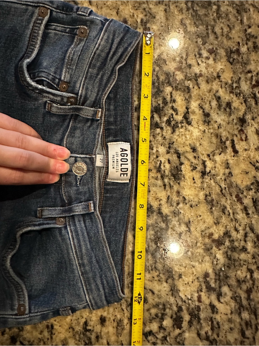 Agolde High-Rise Medium-Dark Blue Skinny Raw Hem Jeans size 27 - Picture 10 of 11